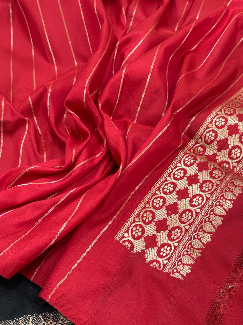 Black Banarasi Pure Katan Silk Handwoven Saree