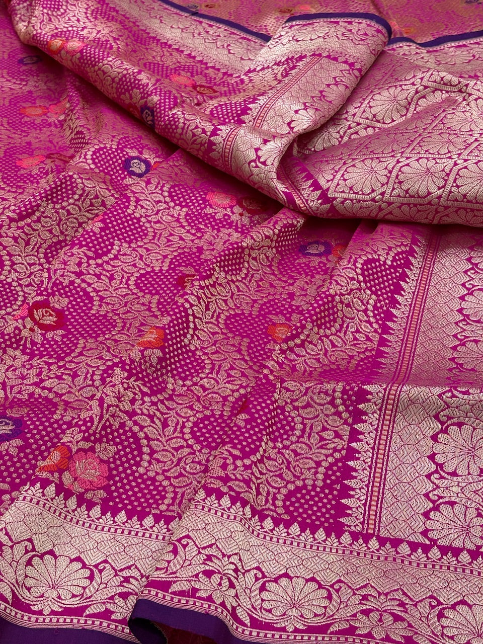 Pink Pure Banarasi Kimkhaab Handwoven Saree