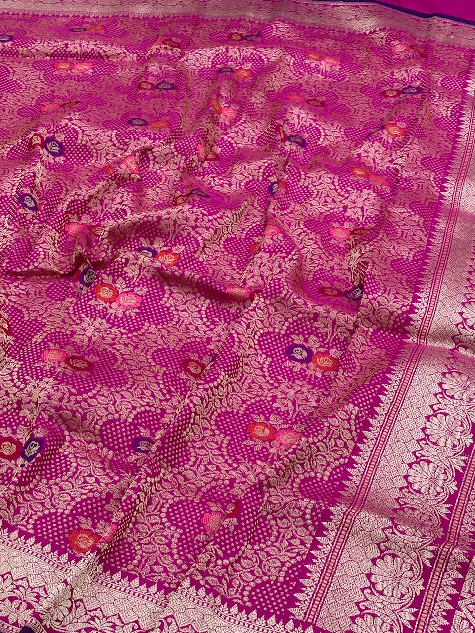 Pink Pure Banarasi Kimkhaab Handwoven Saree