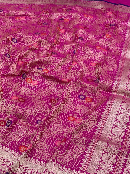 Pink Pure Banarasi Kimkhaab Handwoven Saree