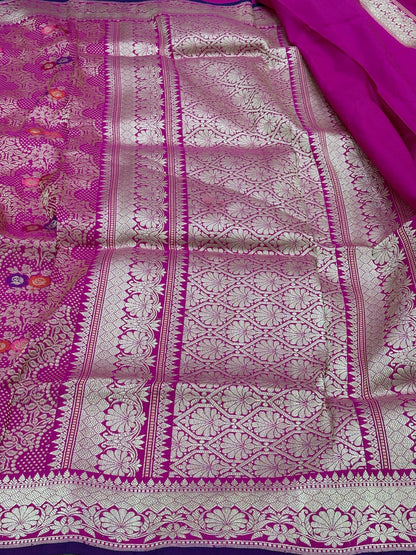 Pink Pure Banarasi Kimkhaab Handwoven Saree