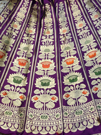 Regal Lotus Purple Banarasi Pure Katan Silk Lehenga
