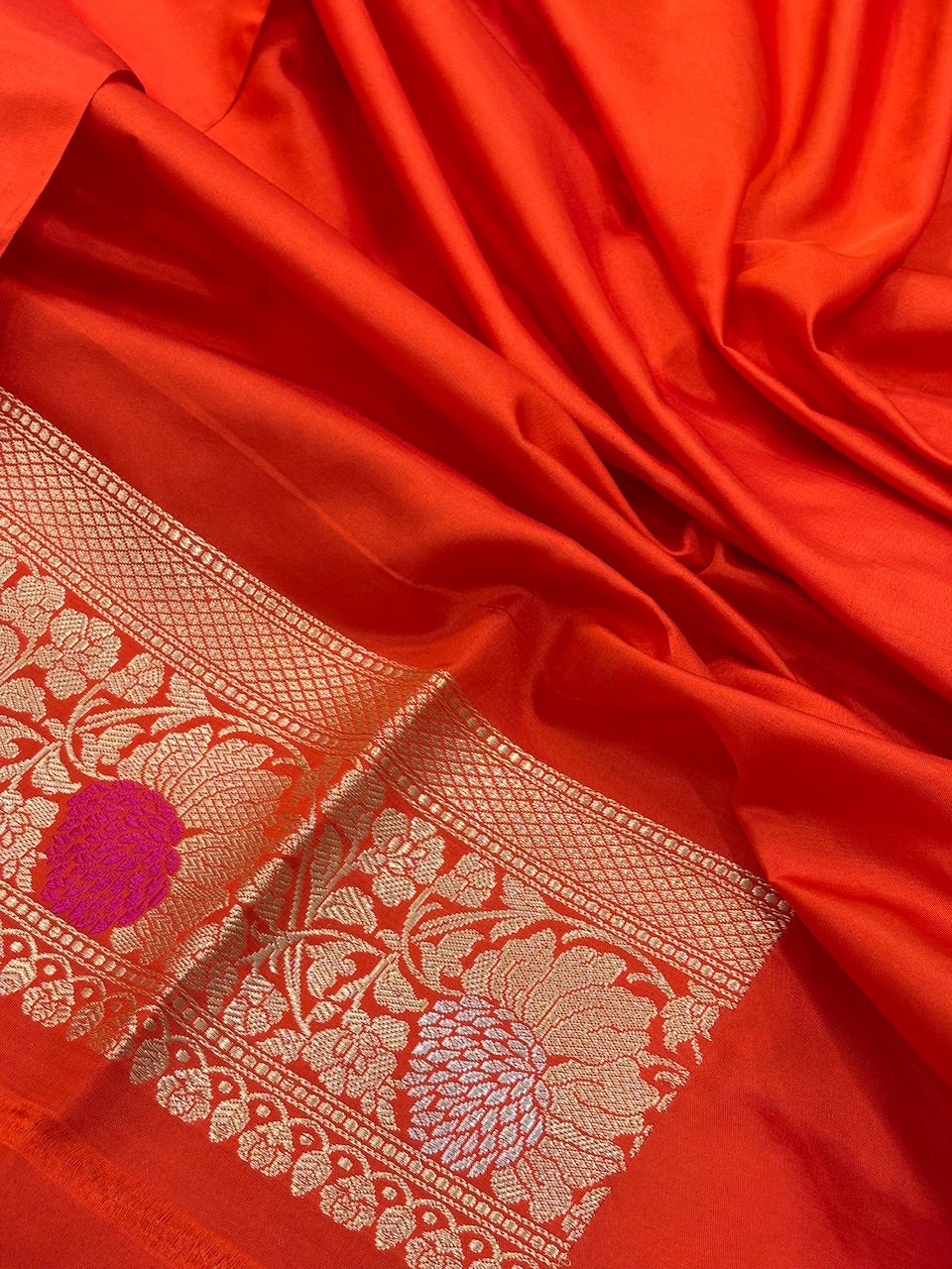 Burnt OrangeBanarasi Pure Katan Silk Handwoven Saree
