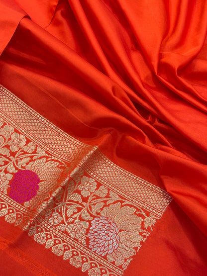 Burnt OrangeBanarasi Pure Katan Silk Handwoven Saree