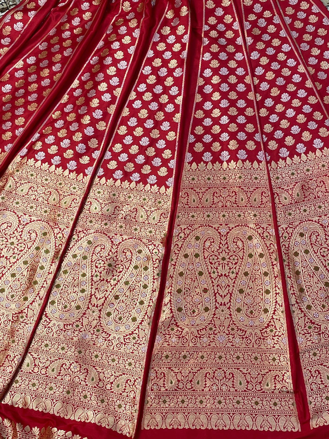 Rich Red Banarasi Pure Katan Silk Lehenga