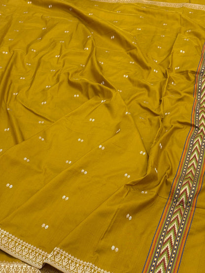 Yellow Banarasi Pure Katan Silk Handwoven Saree