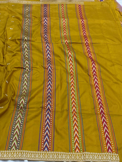 Yellow Banarasi Pure Katan Silk Handwoven Saree