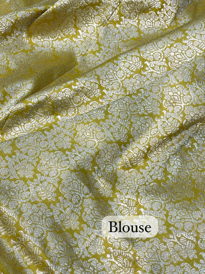 Yellow Rangkaat Banarasi Pure Katan Silk Lehenga