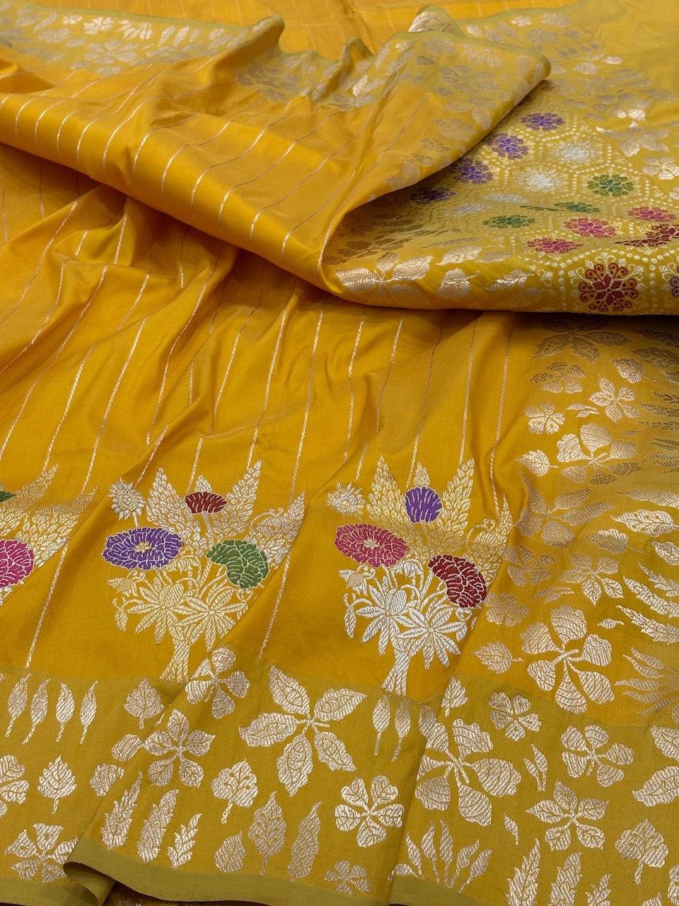 Yellow Banarasi Pure Katan Silk Handwoven Saree