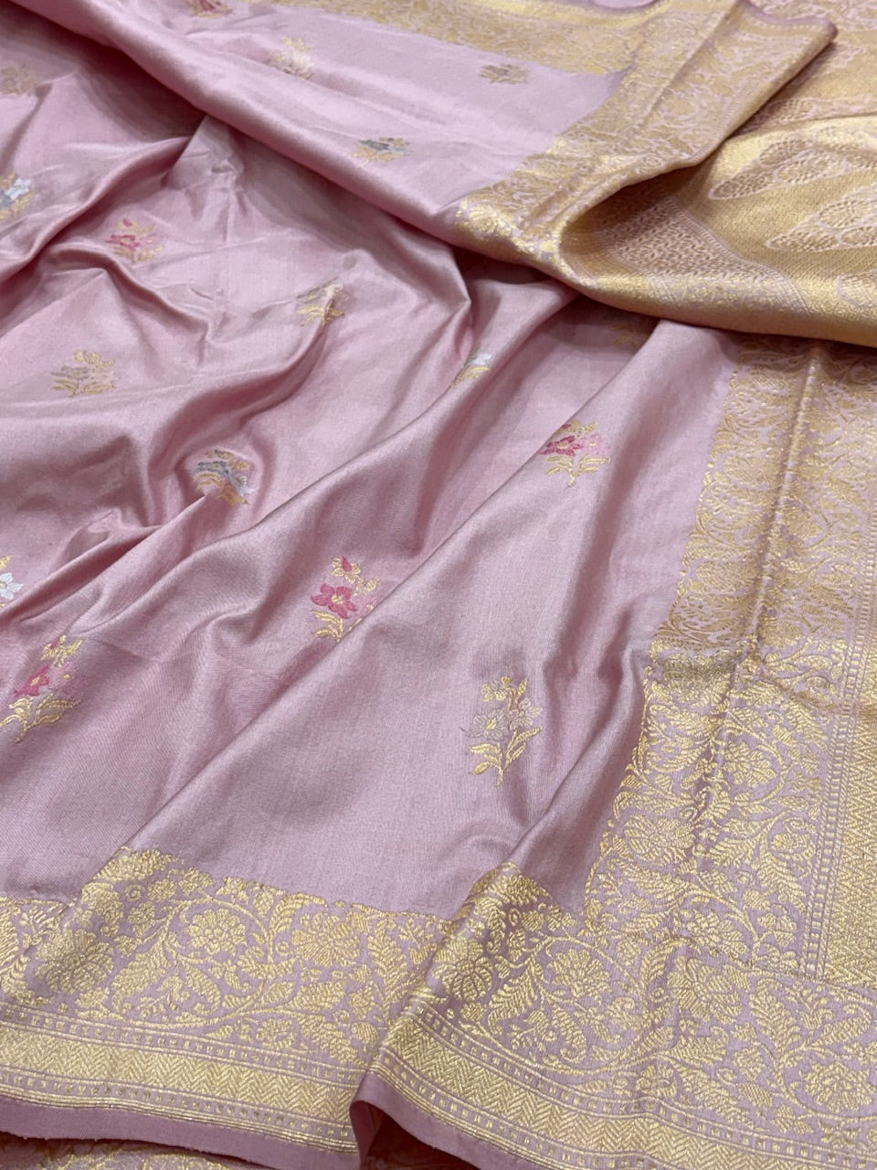 Blush Pink Banarasi Pure Katan Silk Handwoven Saree