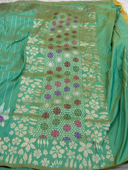 Sea Green Banarasi Pure Katan Silk Handwoven Saree