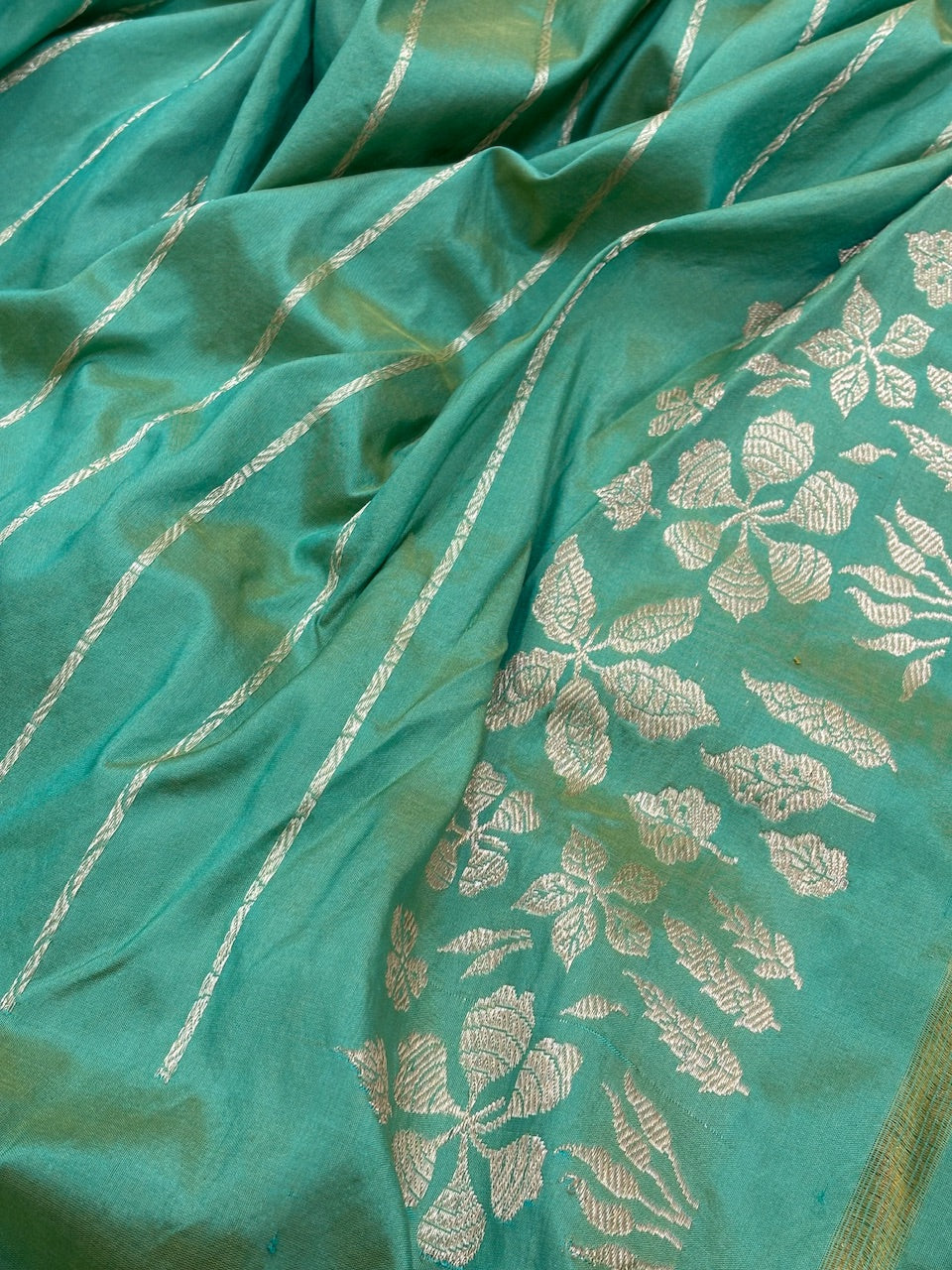 Sea Green Banarasi Pure Katan Silk Handwoven Saree