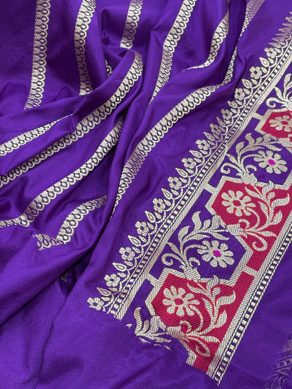 Lavender Banarasi Pure Katan Silk Handwoven Saree