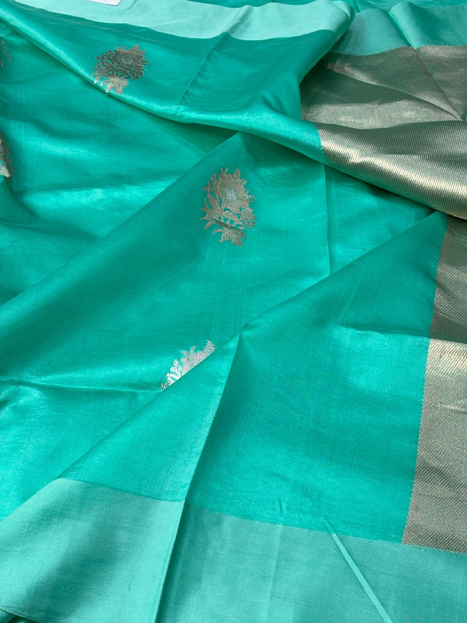 Sea Green Mango Katan Banarasi Silk Handwoven Saree