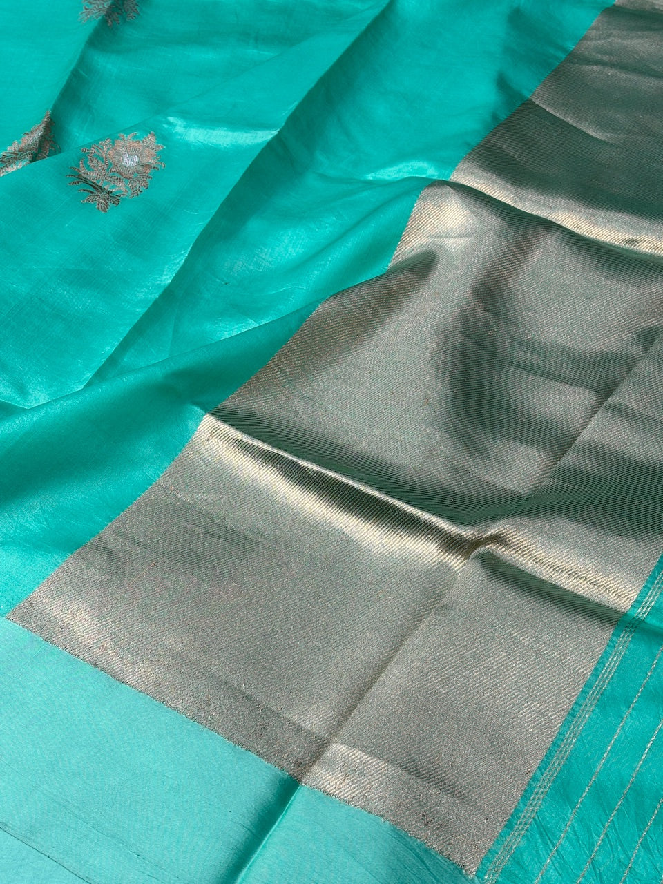 Sea Green Mango Katan Banarasi Silk Handwoven Saree
