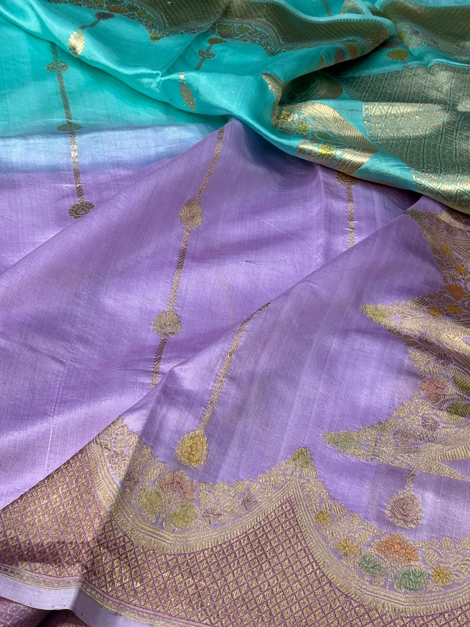 Multi-Colour Mango Katan Banarasi Silk Handwoven Saree