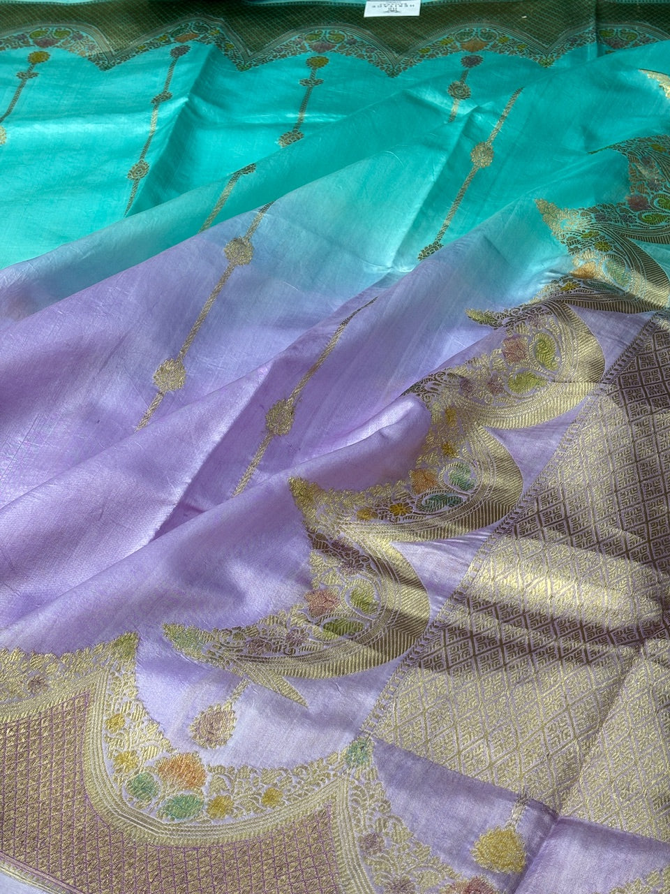 Multi-Colour Mango Katan Banarasi Silk Handwoven Saree