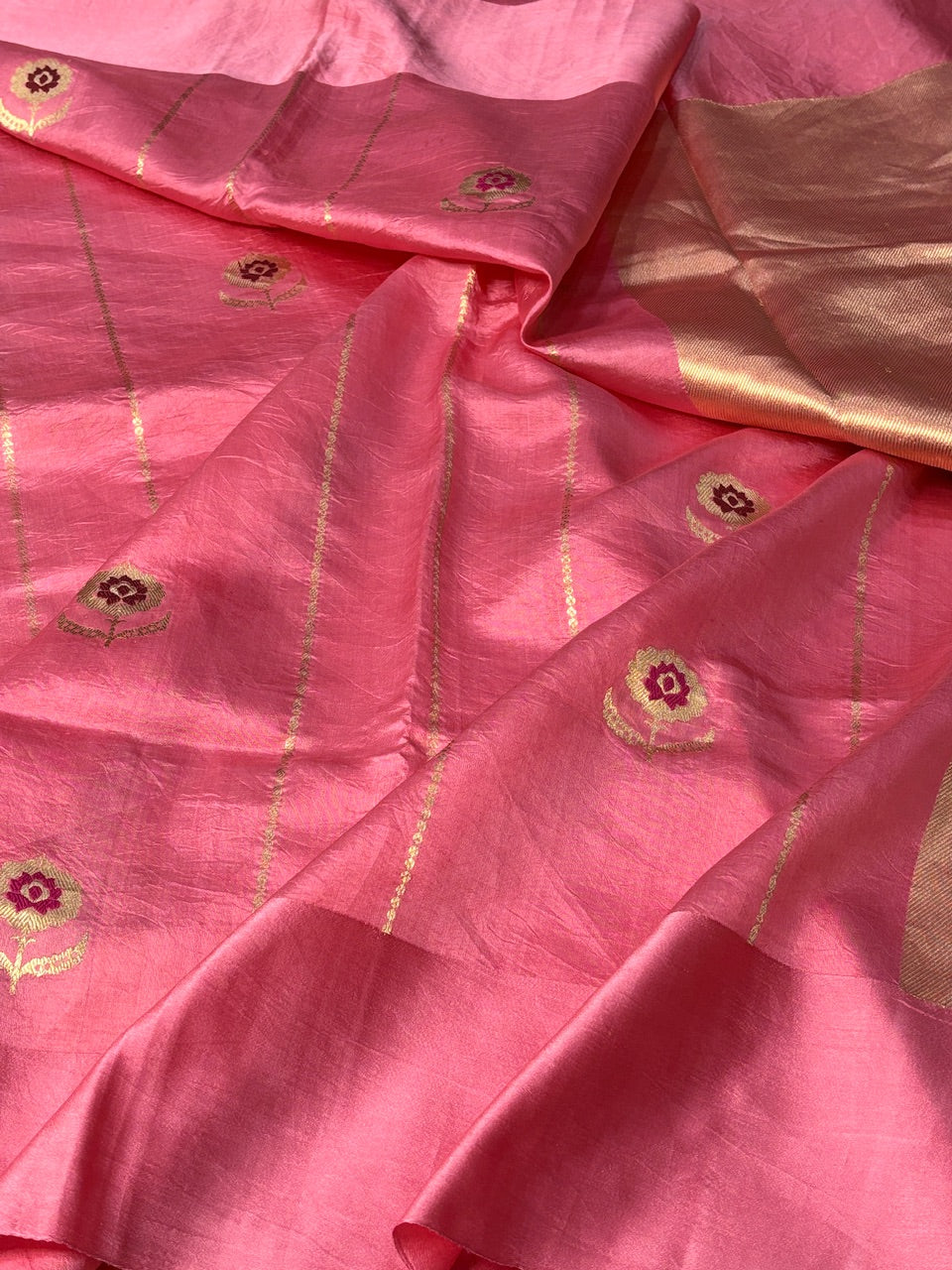 Pink Mango Katan Banarasi Silk Handwoven Saree