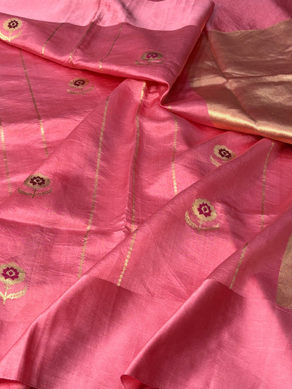 Pink Mango Katan Banarasi Silk Handwoven Saree
