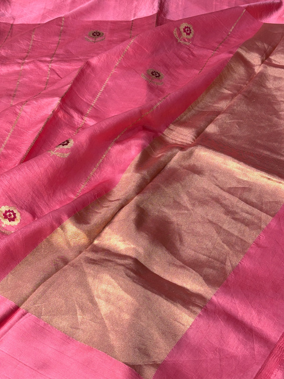 Pink Mango Katan Banarasi Silk Handwoven Saree