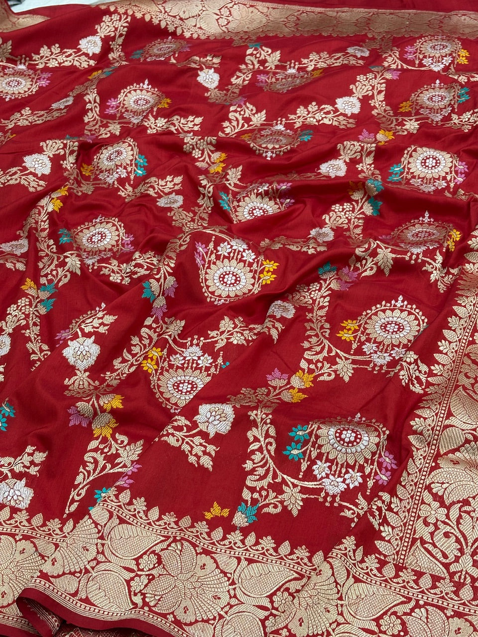 Red Banarasi Pure Katan Silk Handwoven Saree