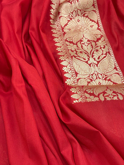 Red Banarasi Pure Katan Silk Handwoven Saree