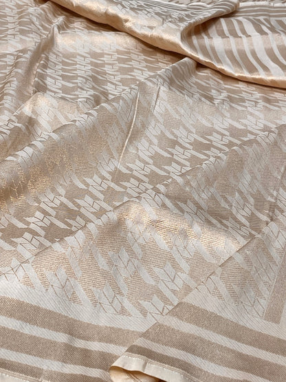 Ivory Banarasi  Brocade Silk Saree