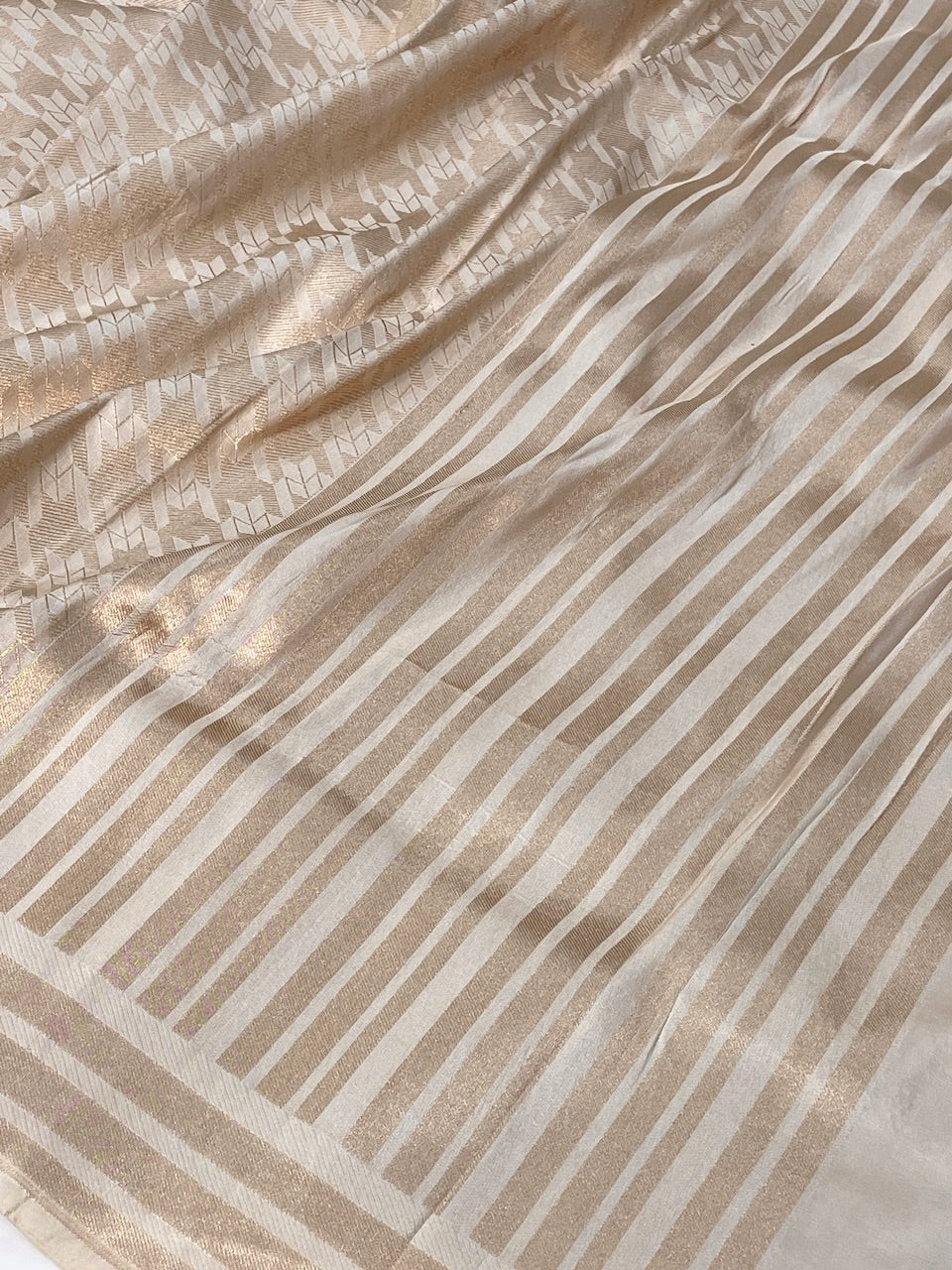 Ivory Banarasi  Brocade Silk Saree