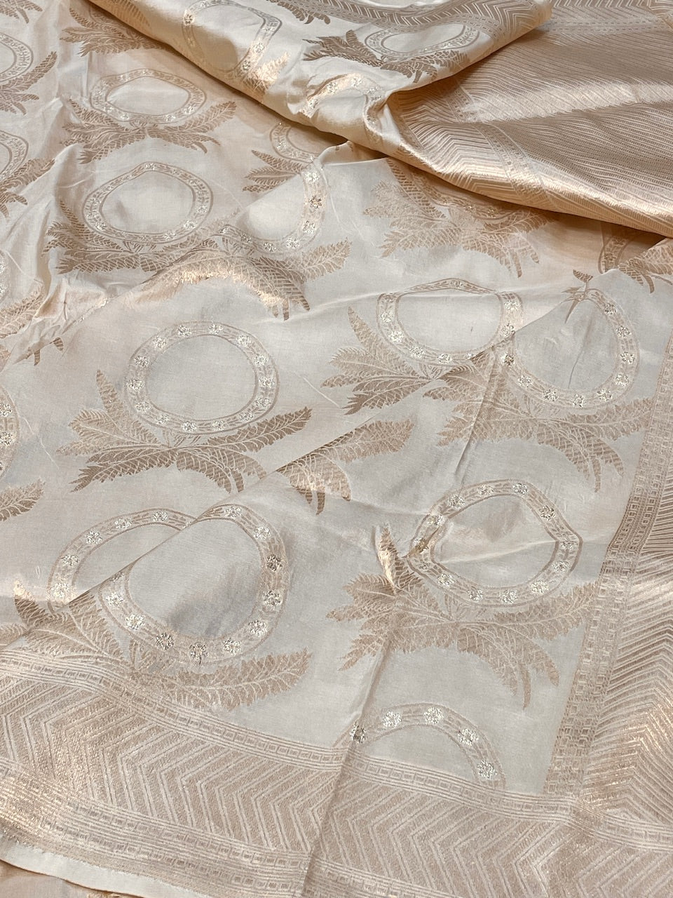 Ivory Sona Rupa Banarasi  Brocade Silk Saree