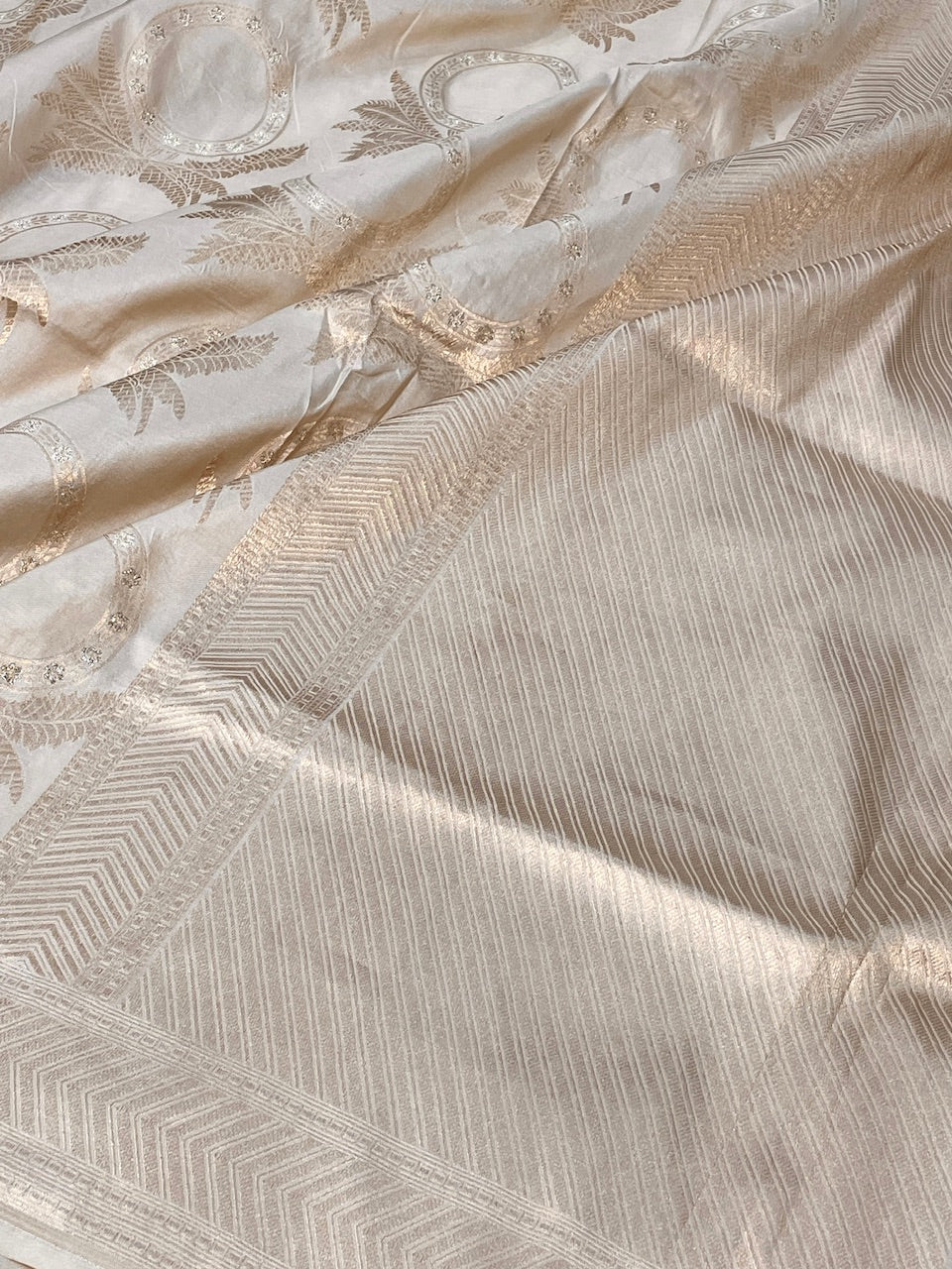 Ivory Sona Rupa Banarasi  Brocade Silk Saree