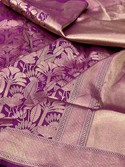 Magenta Banarasi  Brocade Silk Saree