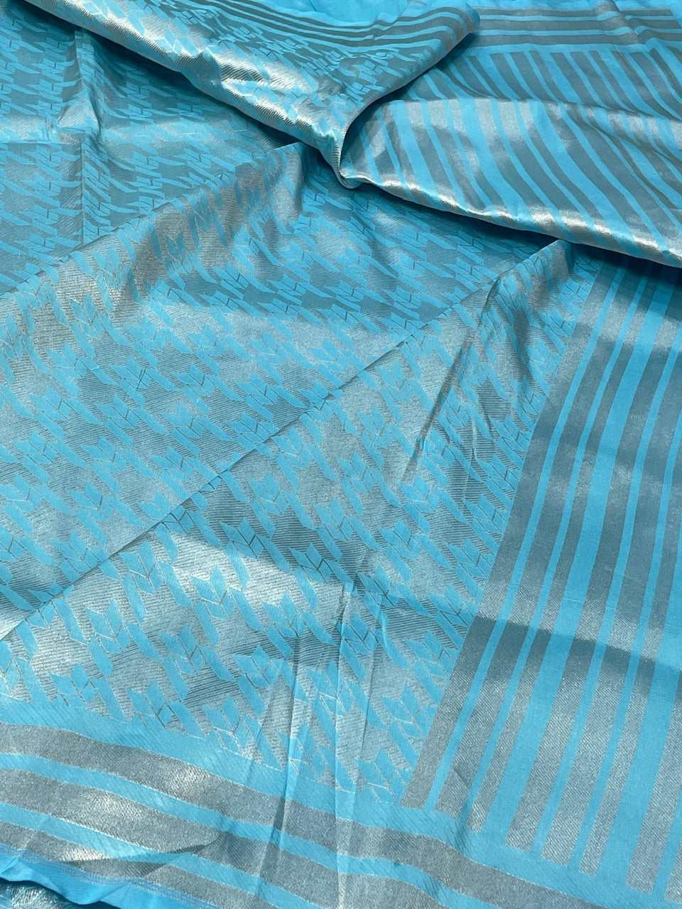 Ocean Blue Banarasi  Brocade Silk Saree