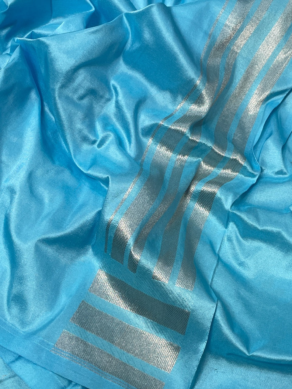 Ocean Blue Banarasi  Brocade Silk Saree