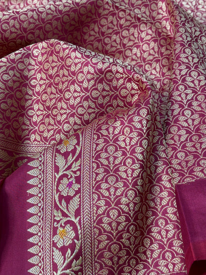 Apple Red Pure Banarasi Katan Silk Handloom Saree
