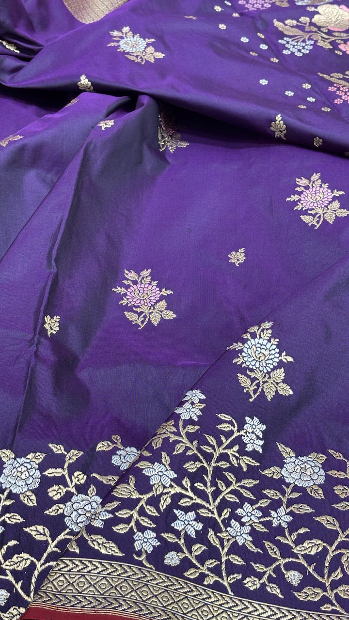 Purple Pure Banarasi Katan Silk Saree