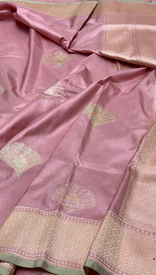 Baby Pink Pure Banarasi Katan Silk Saree