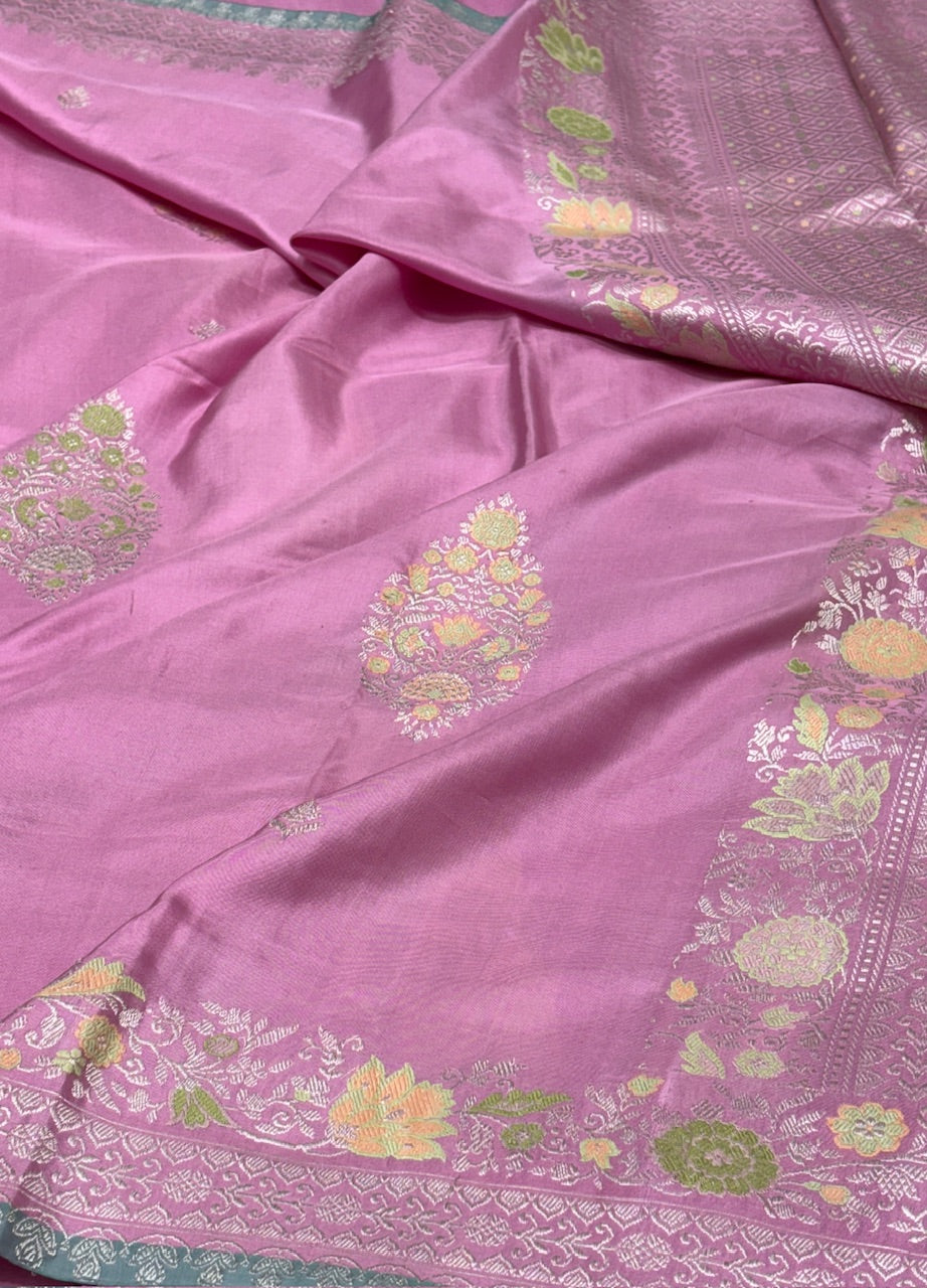 Pink Pure Banarasi Katan Silk Saree