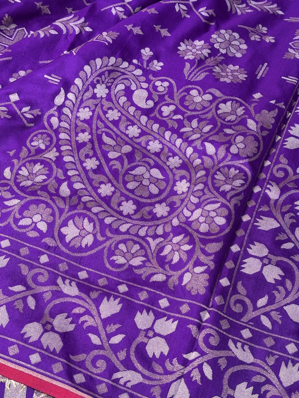 Purple Silk Jamdani Saree with Zari Weaves