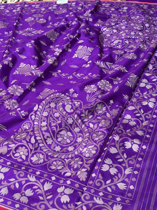 Purple Silk Jamdani Saree with Zari Weaves