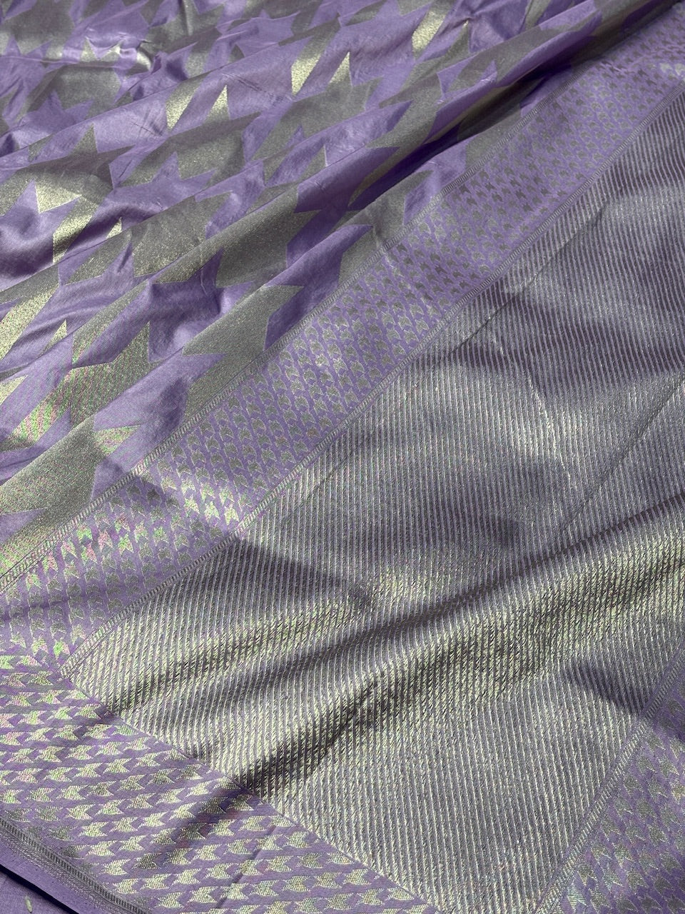 Lavender Banarasi Katan Brocade Handwoven Silk Saree
