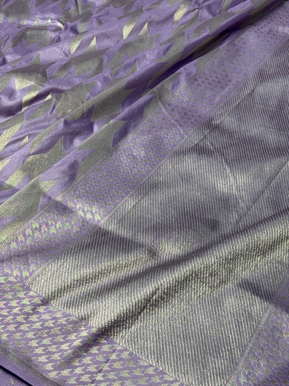 Lavender Banarasi Katan Brocade Handwoven Silk Saree