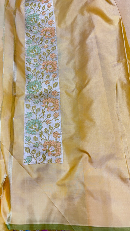 Yellow Pure Banarasi Katan Silk Saree