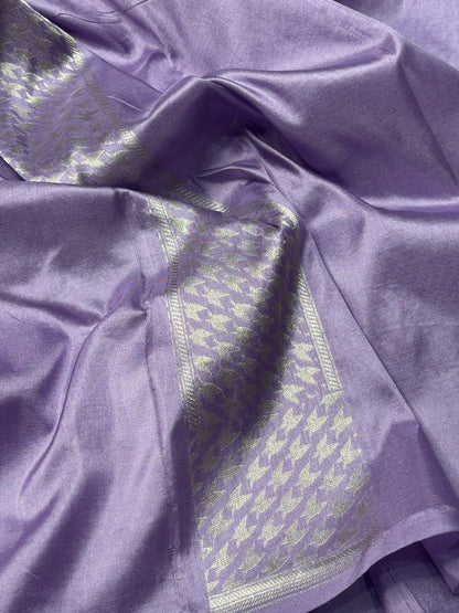 Lavender Banarasi Katan Brocade Handwoven Silk Saree