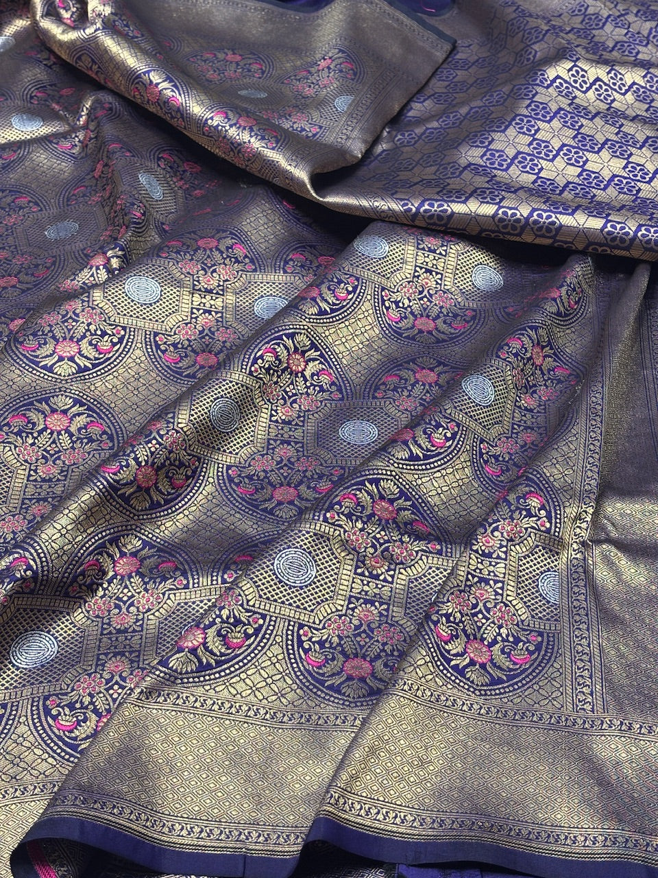 Royal Blue Banarasi Katan Brocade Handwoven Silk Saree