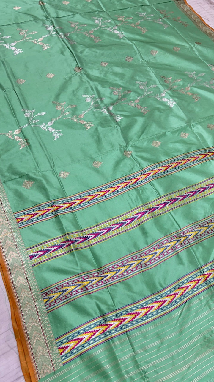 Olive Green Color  Pure Banarasi Katan Silk Saree