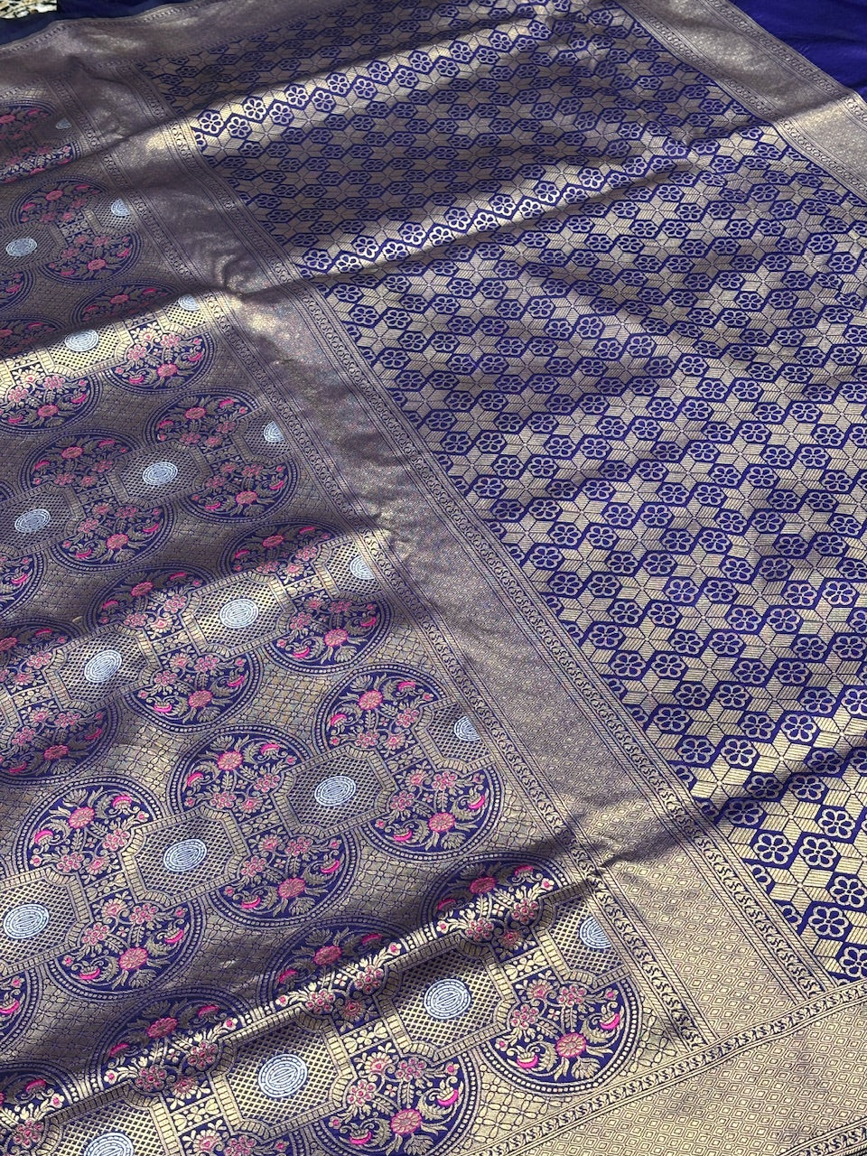 Royal Blue Banarasi Katan Brocade Handwoven Silk Saree