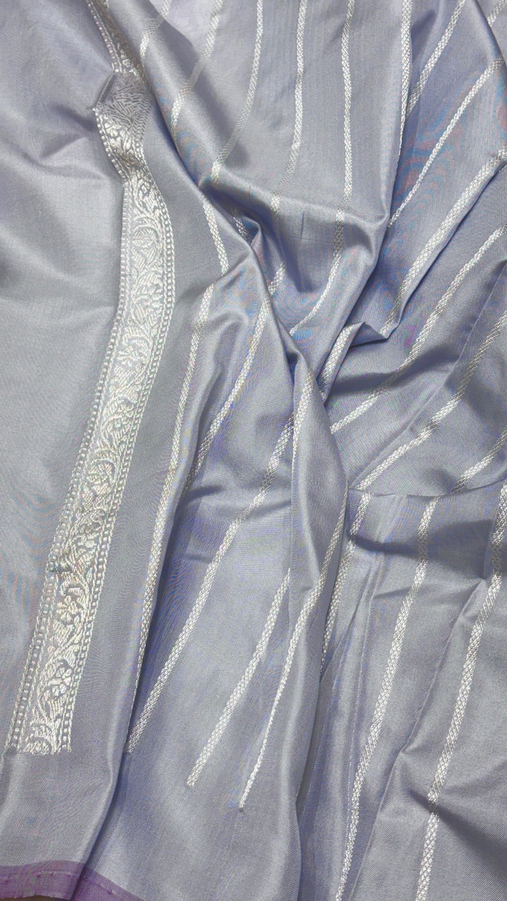 Grey Pure Banarasi Ekatra Silk Saree