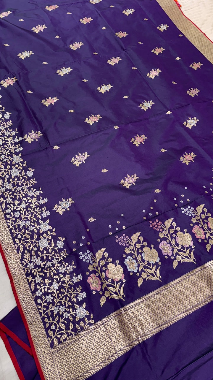 Purple Pure Banarasi Katan Silk Saree