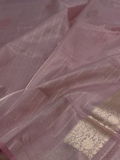 Baby Pink Tissue Katan Silk Banarasi Saree