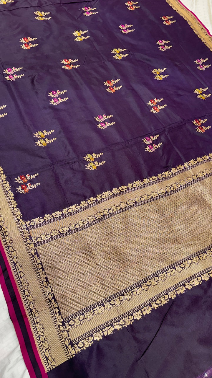 Purple Pure Banarasi Katan Silk Saree